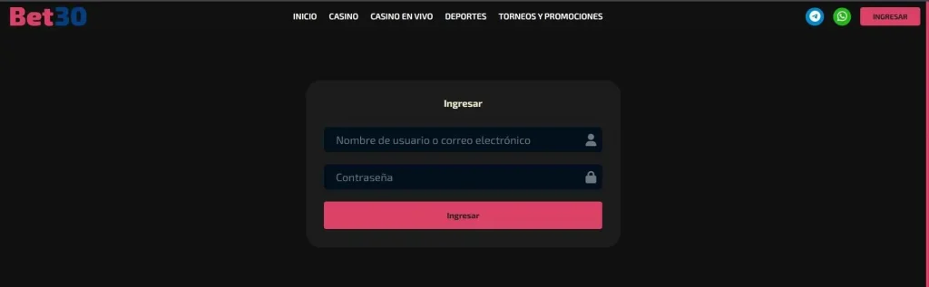 bet30 inicio de sesión